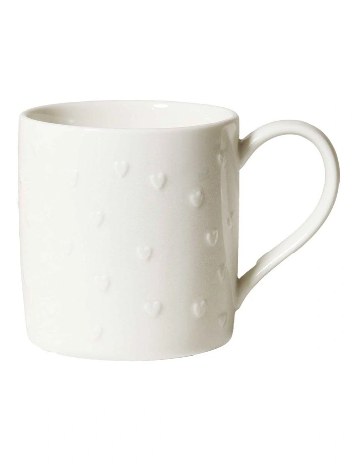 Motif Embossed Mug 350ml Set of 4 in White image 1