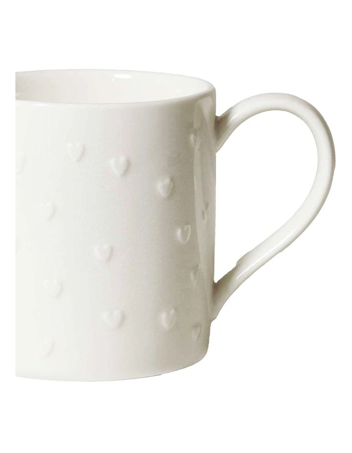 Motif Embossed Mug 350ml Set of 4 in White image 3