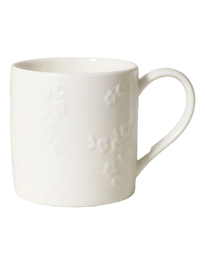Motif Embossed Mug 350ml Set of 4 in White image 1