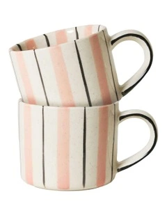 Madeaux Handbrushed Mug 375ml Set of 2 in Tickled Pink