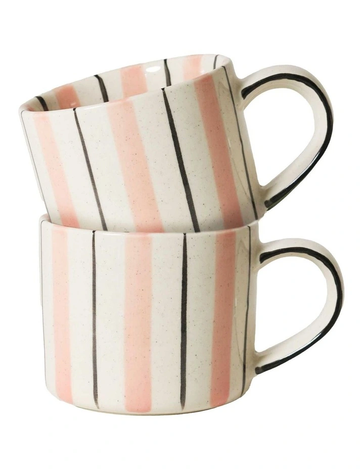 Madeaux Handbrushed Mug 375ml Set of 2 in Tickled Pink image 1