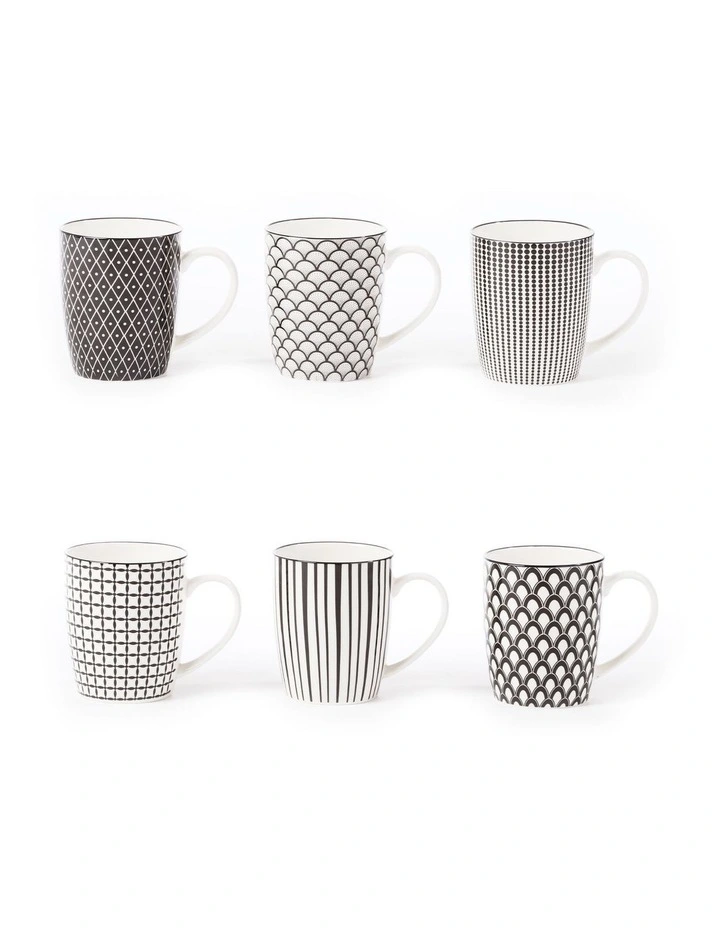 Ceramic Ava Mugs Set of 6 in Black image 1