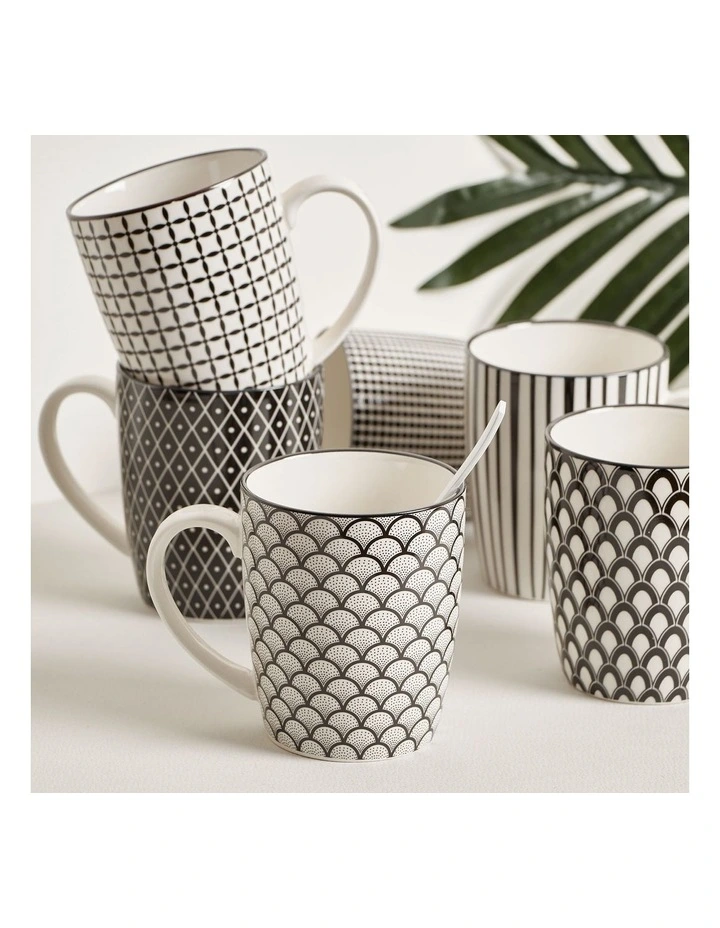 Ceramic Ava Mugs Set of 6 in Black image 2