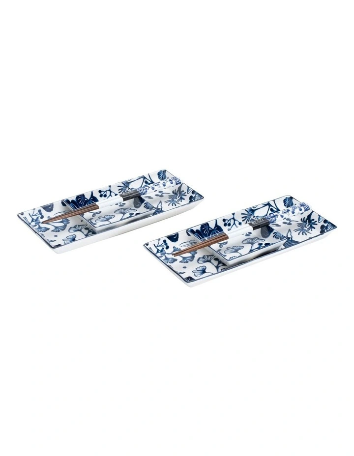 Flora Japonica Sushi Plate Giftset 4 Piece in White image 3