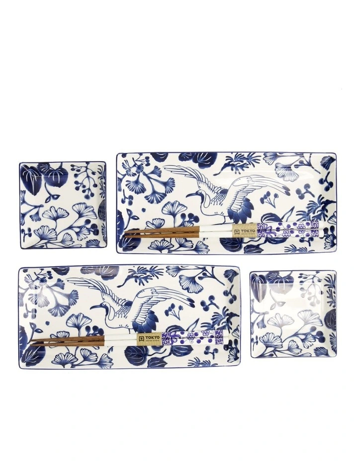 Flora Japonica Sushi Plate Giftset 4 Piece in White image 4