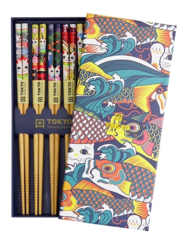 Lucky And Koinobori Chopstick Giftset 5 Piece in Assorted image 1