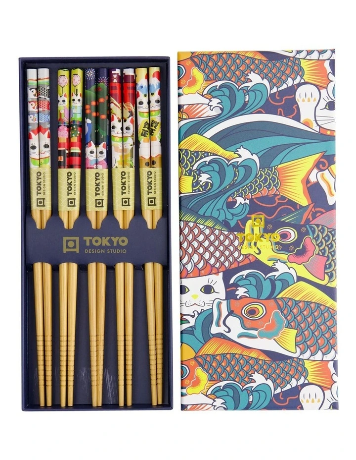 Lucky And Koinobori Chopstick Giftset 5 Piece in Assorted image 3