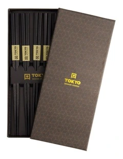 Square Chopstick Giftset 5 Piece in Black