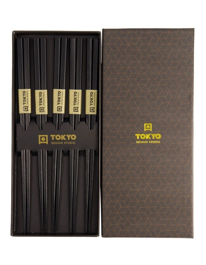Square Chopstick Giftset 5 Piece in Black image 3