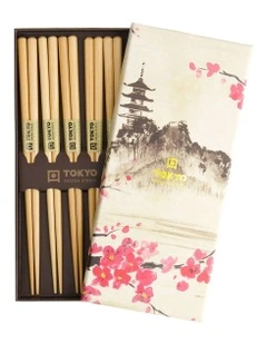 Wooden Chopstick Giftset 5 Piece in Brown