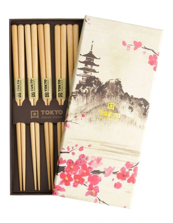 Wooden Chopstick Giftset 5 Piece in Brown image 1