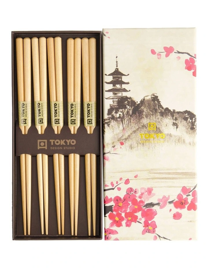 Wooden Chopstick Giftset 5 Piece in Brown image 3