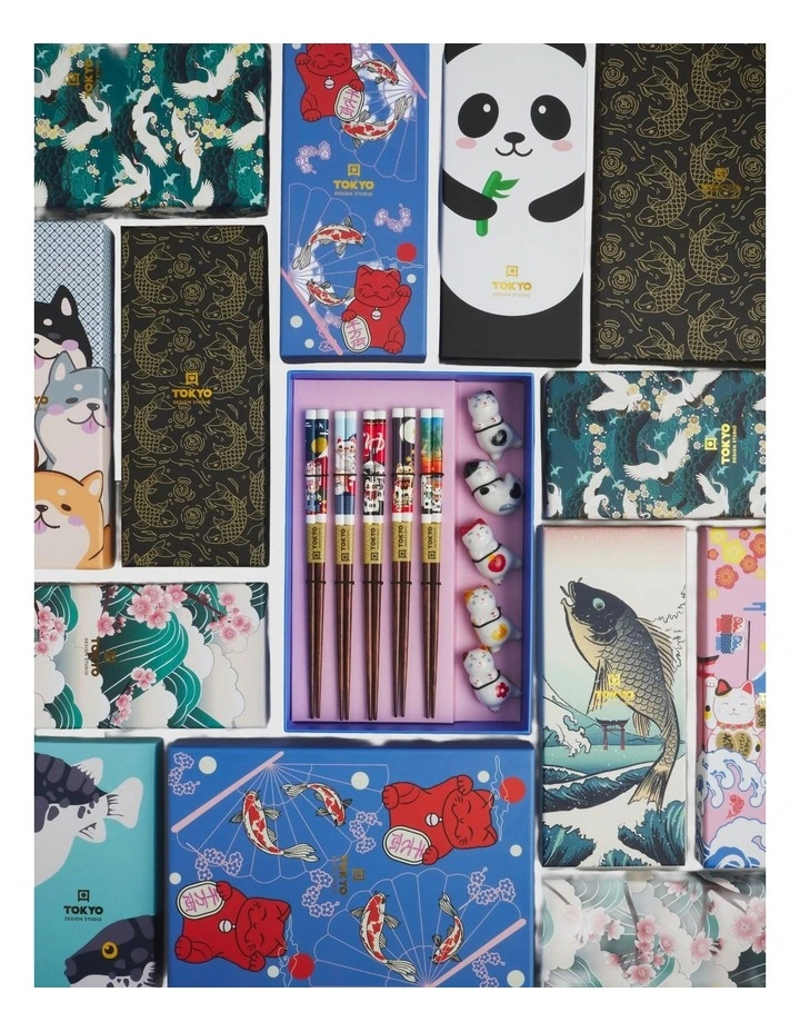 Chopstick Blow Fish Chopsticks with Rest 4pc Gift Boxed Assorted image 7
