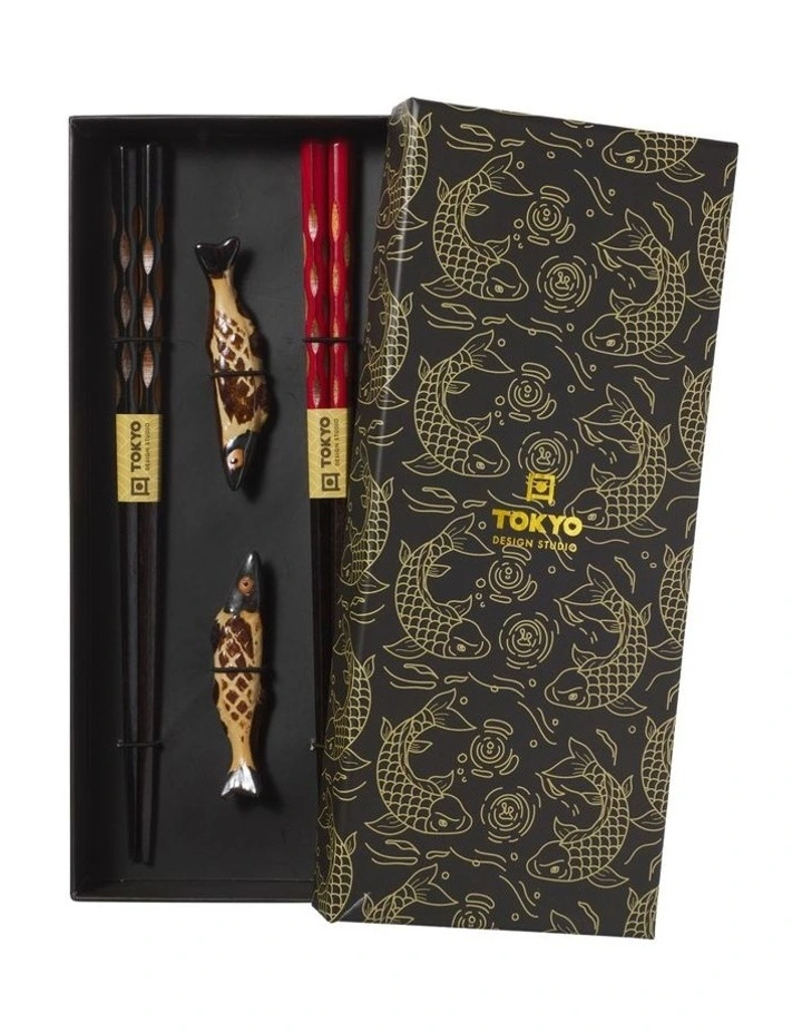 Chopstick Sardine Chopsticks with Rest 4pc Gift Boxed Assorted image 1