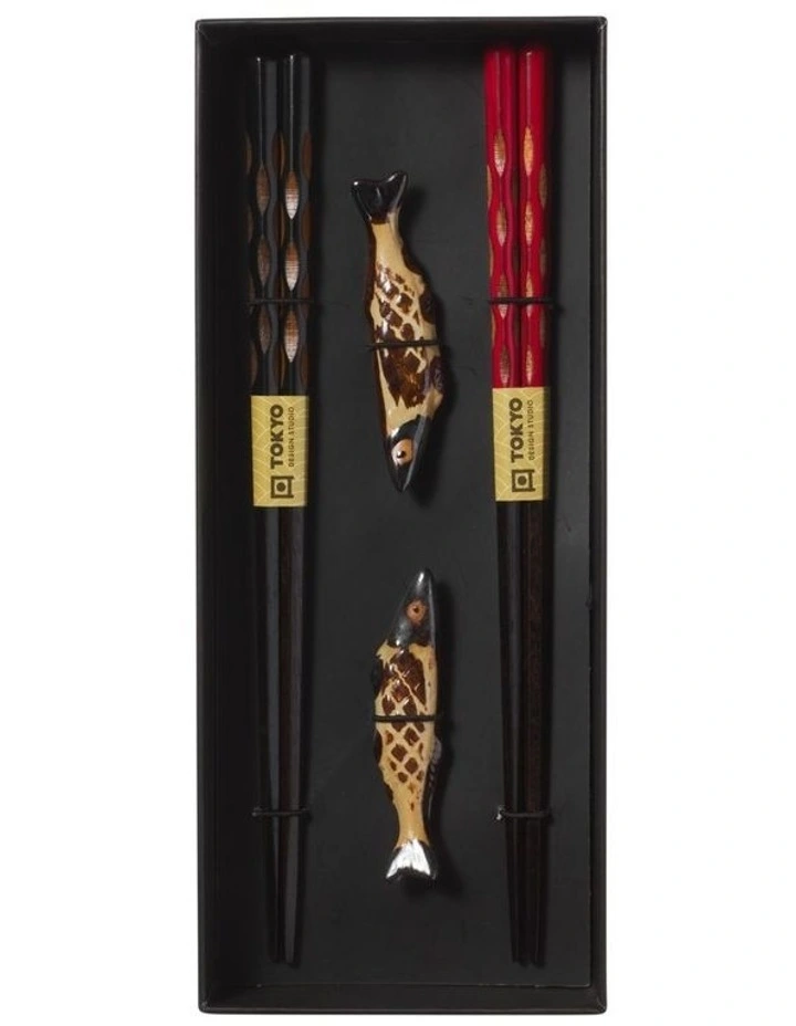 Chopstick Sardine Chopsticks with Rest 4pc Gift Boxed Assorted image 3
