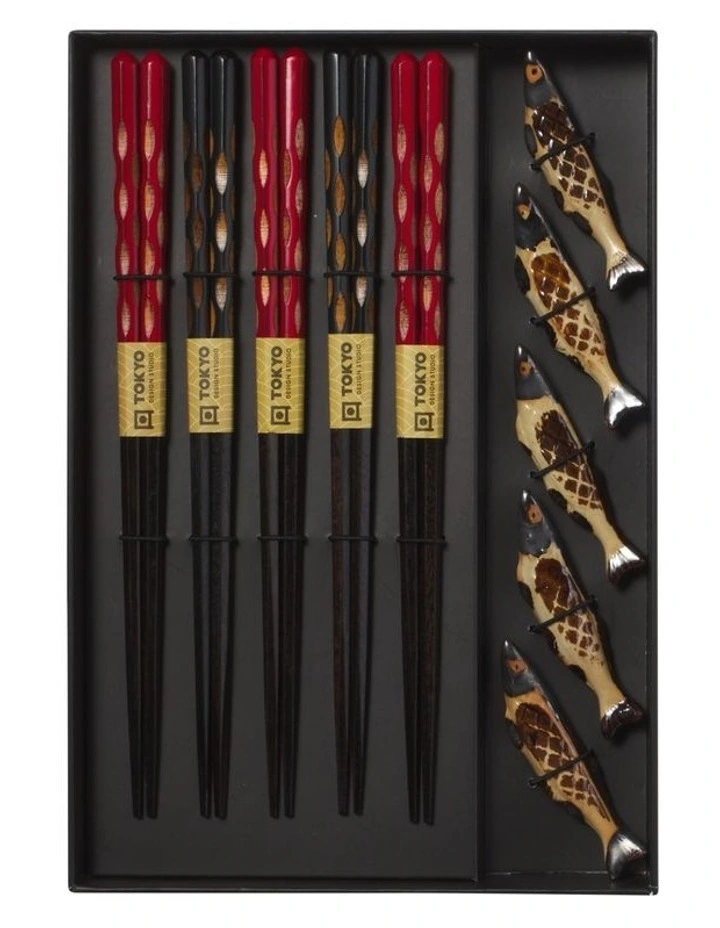 Chopstick Sardine Chopsticks with Rest 10pc Gift Boxed Assorted image 3