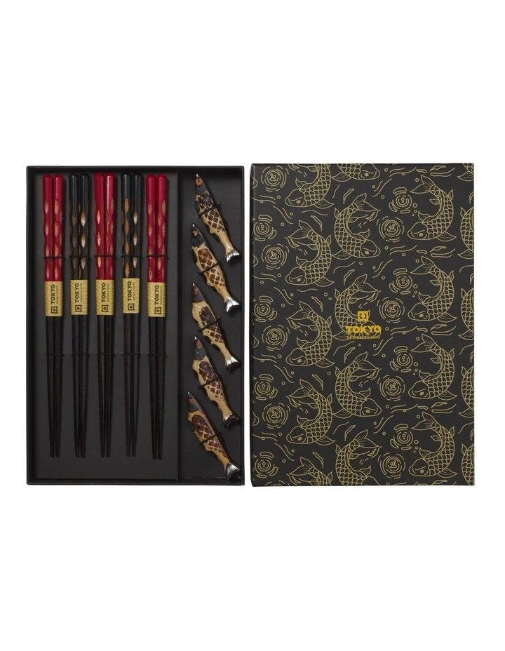 Chopstick Sardine Chopsticks with Rest 10pc Gift Boxed Assorted image 5