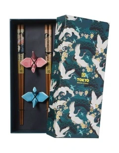 Chopstick Crane Chopsticks with Rest 4pc Gift Boxed Assorted