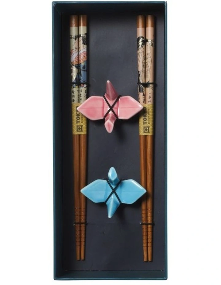 Chopstick Crane Chopsticks with Rest 4pc Gift Boxed Assorted image 3
