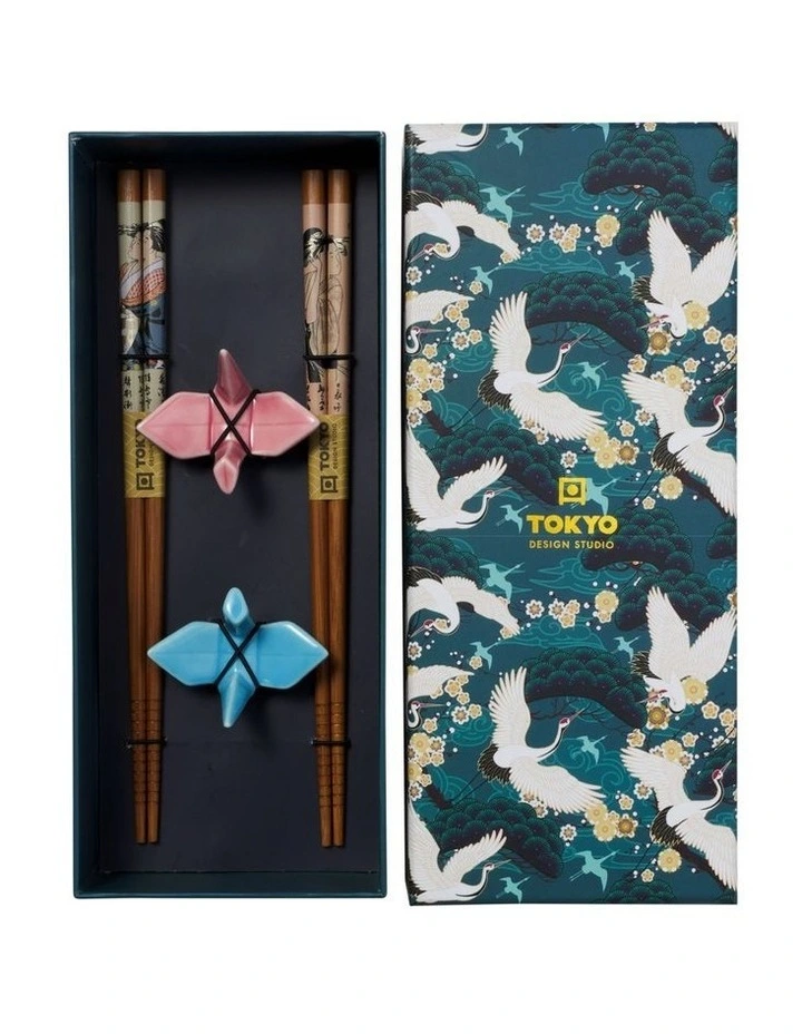 Chopstick Crane Chopsticks with Rest 4pc Gift Boxed Assorted image 5
