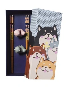 Chopstick Shiba Dog Chopsticks with Rest 4pc Gift Boxed Assorted