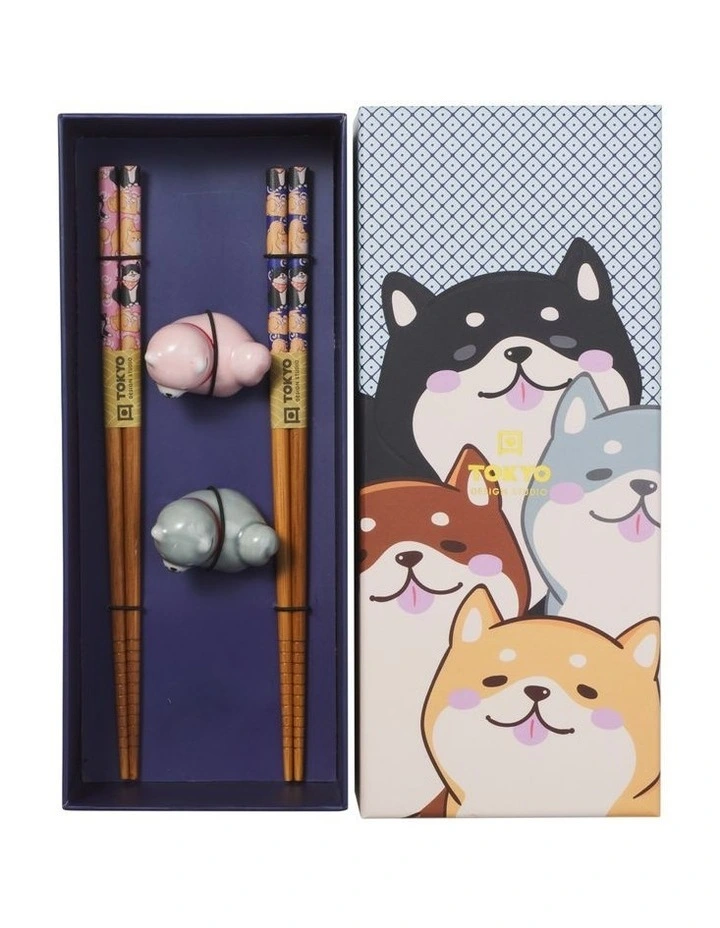 Chopstick Shiba Dog Chopsticks with Rest 4pc Gift Boxed Assorted image 2
