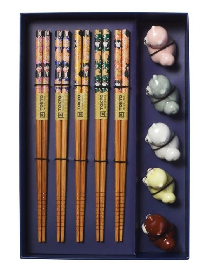 Chopstick Shiba Dog Chopsticks with Rest 10pc Gift Boxed Assorted image 3