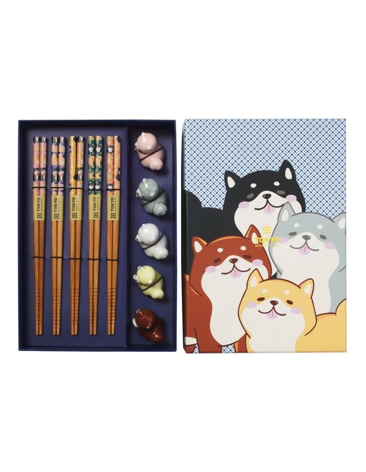 Chopstick Shiba Dog Chopsticks with Rest 10pc Gift Boxed Assorted image 5