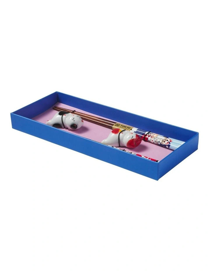 Chopstick Neko Cat Chopsticks with Rest 4pc Gift Boxed Assorted image 2