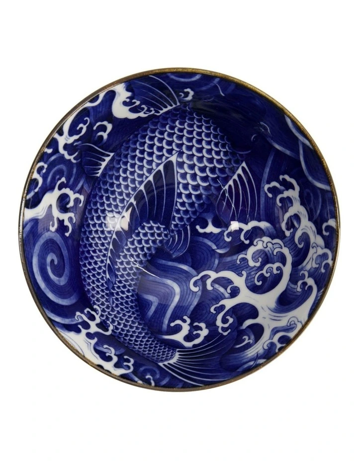 Japonism Carp Tendon Bowl 17x8cm in Blue image 2