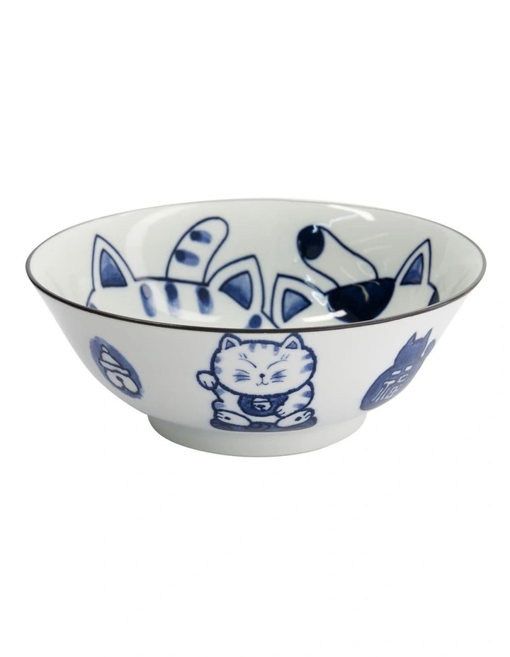 Kawaii Neko Ramen Bowl 20x7.5cm in White image 1