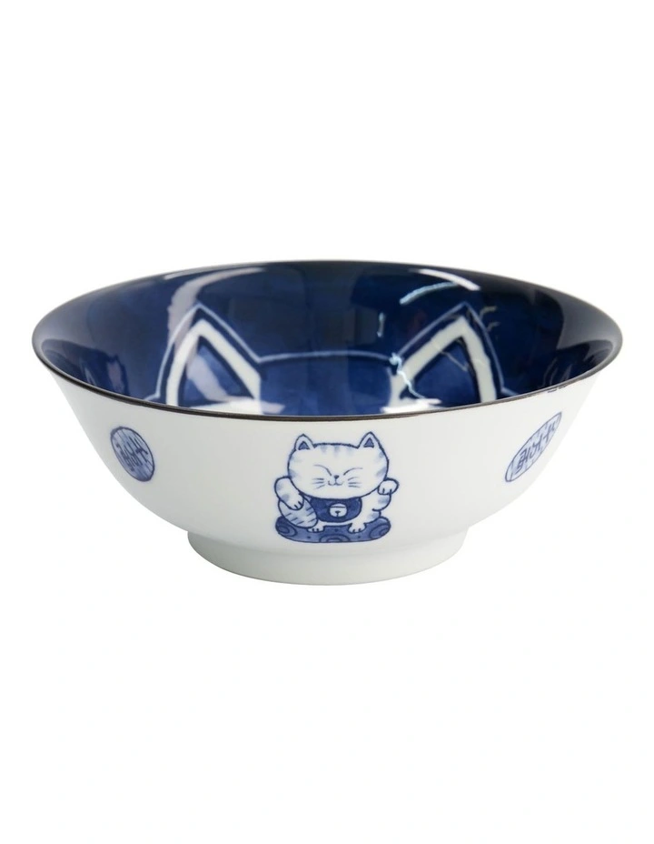 Kawaii Cat Neko Ramen Bowl 20x7.5cm White Cat image 1