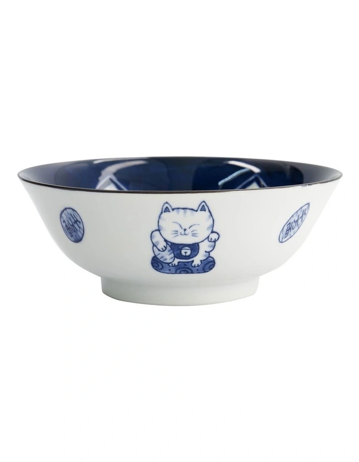 Kawaii Cat Neko Ramen Bowl 20x7.5cm White Cat image 4