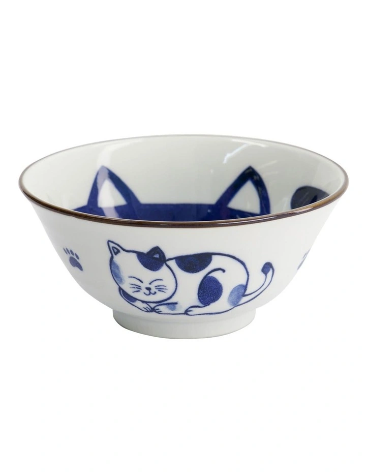 Kawaii Cat Neko Tayo Bowl 15x6.5cm Blue Cat image 1