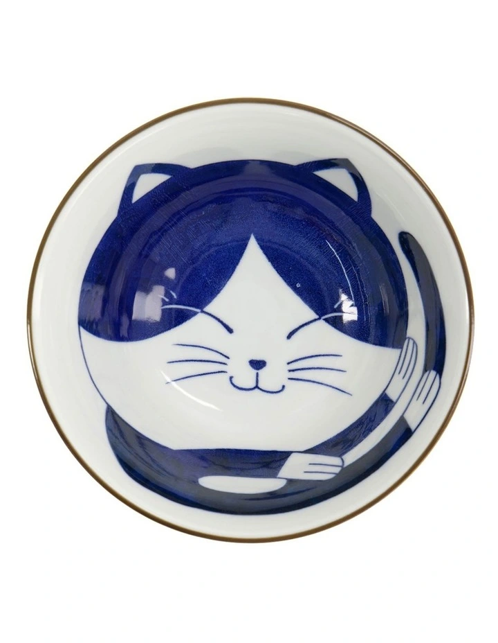 Kawaii Cat Neko Tayo Bowl 15x6.5cm Blue Cat image 3