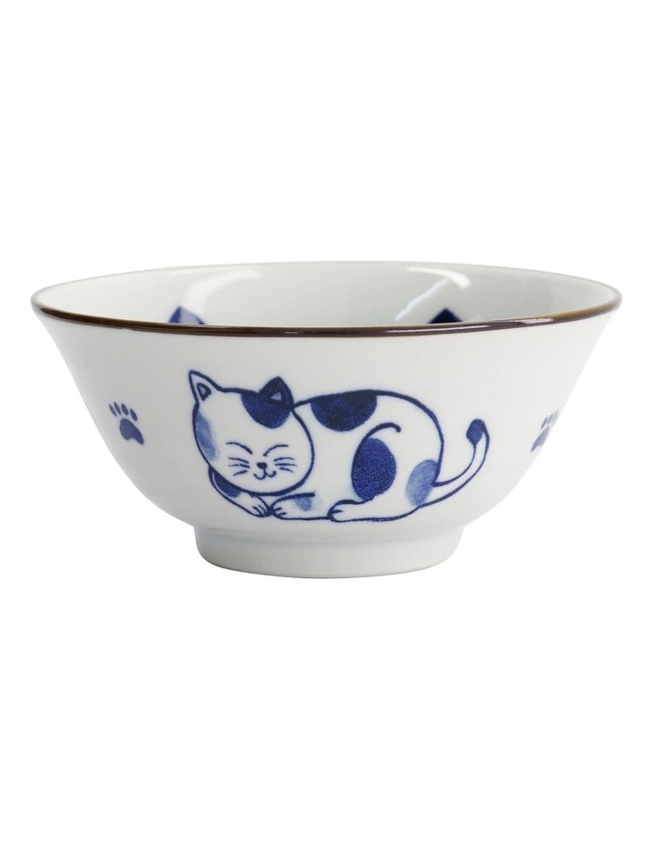 Kawaii Cat Neko Tayo Bowl 15x6.5cm Blue Cat image 4