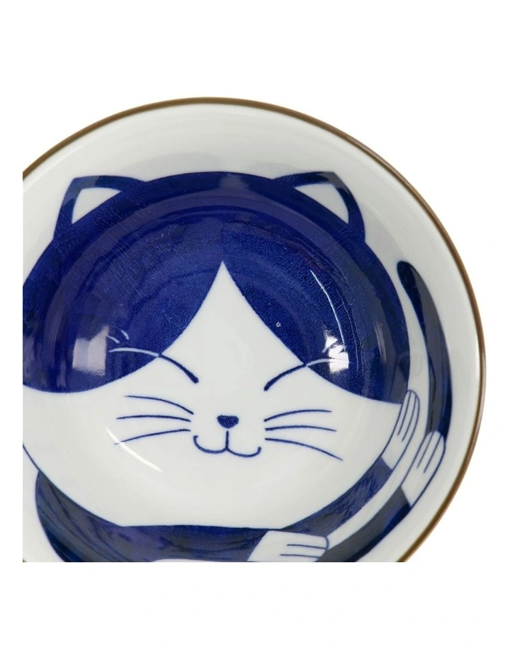 Kawaii Cat Neko Tayo Bowl 15x6.5cm Blue Cat image 5