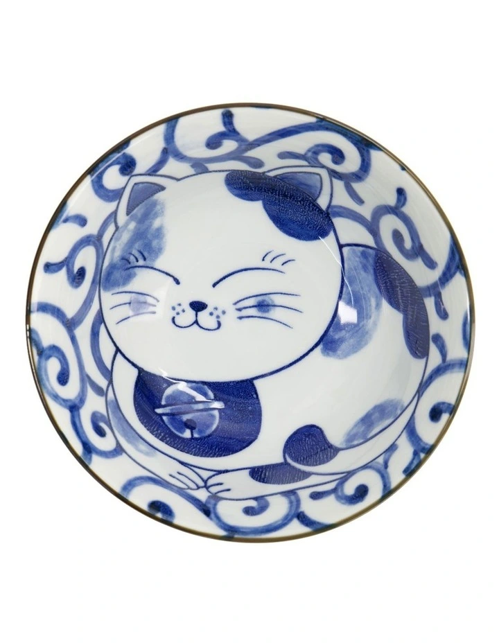 Kawaii Cat Neko Tayo Bowl 15x6.5cm in Blue image 2