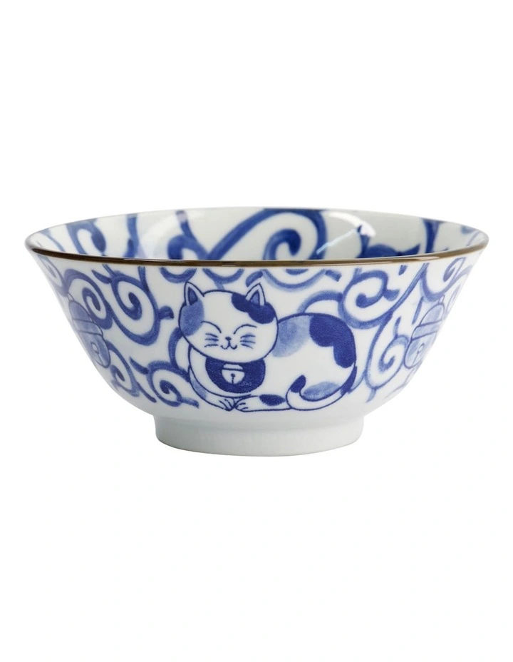 Kawaii Cat Neko Tayo Bowl 15x6.5cm in Blue image 4