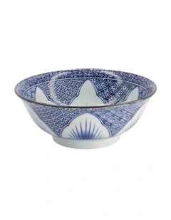 Lily Flower Ramen Bowl 20.5x8cm in Blue