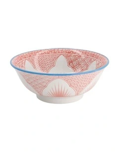 Lily Flower Ramen Bowl 20.5x8cm in Red