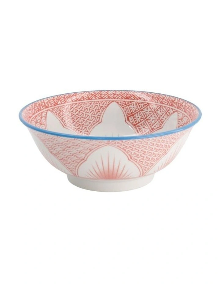 Lily Flower Ramen Bowl 20.5x8cm in Red image 1