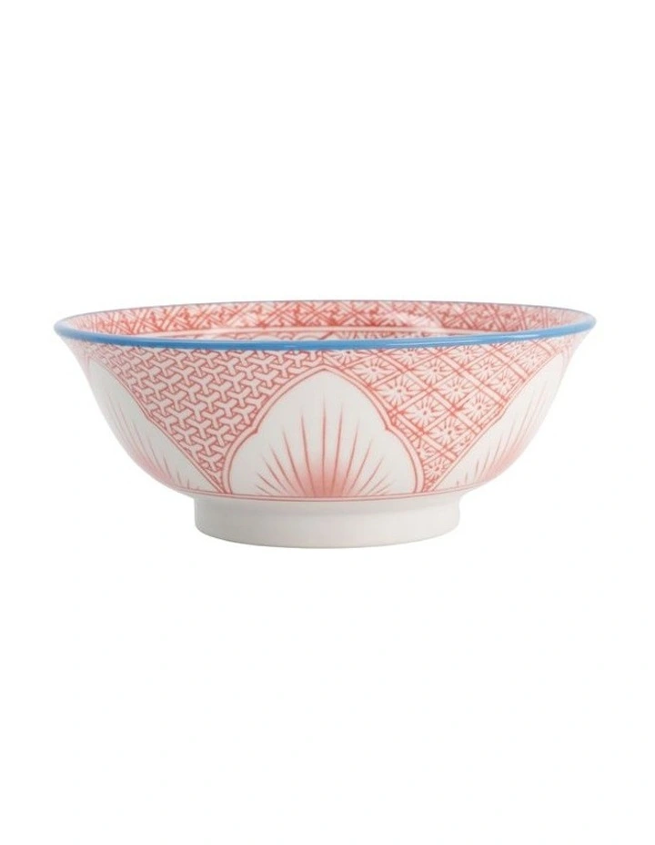 Lily Flower Ramen Bowl 20.5x8cm in Red image 2