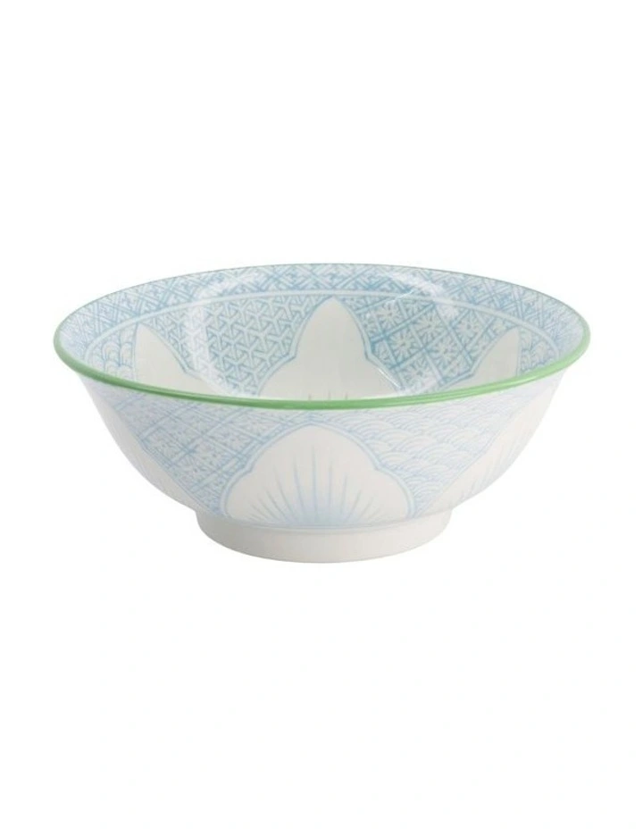 Lily Flower Ramen Bowl 20.5x8cm in Light Blue image 1