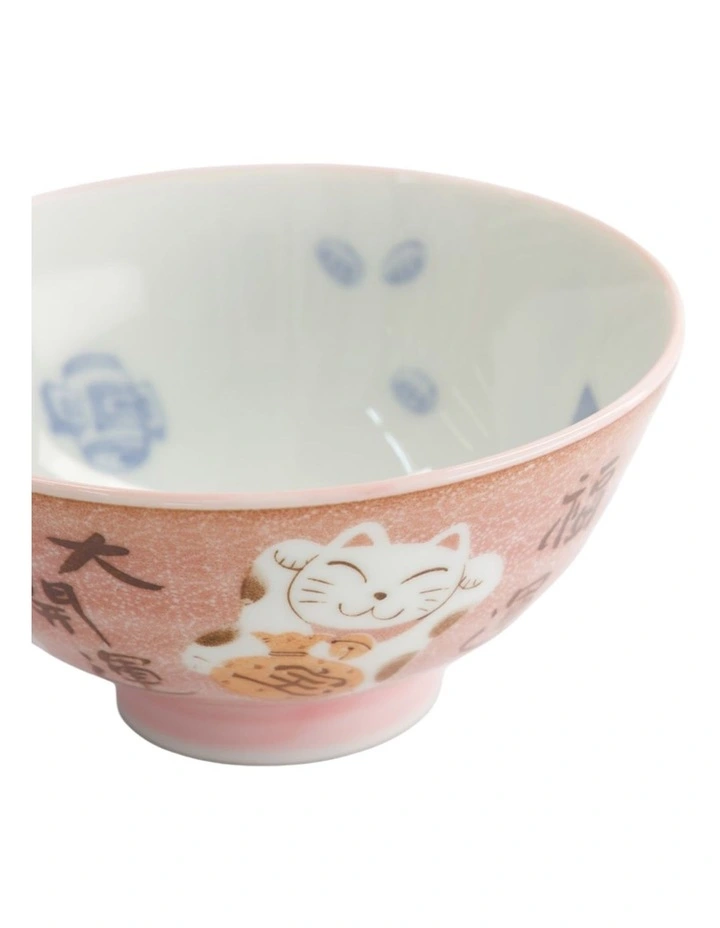 Kawaii Rice Bowl 11.5x6cm Cat Neko Fortune Pink image 2
