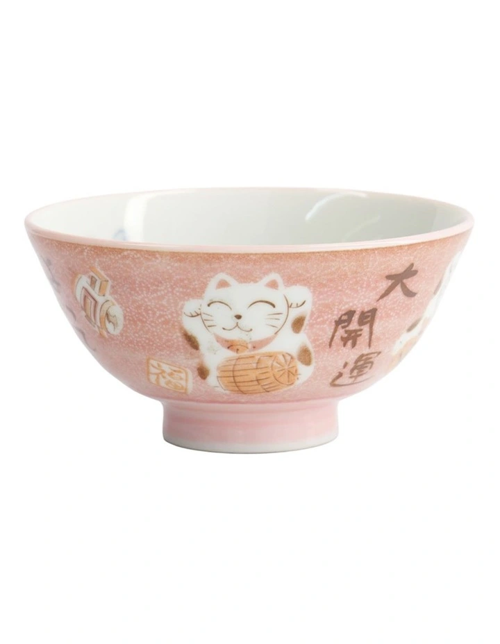 Kawaii Rice Bowl 11.5x6cm Cat Neko Fortune Pink image 3
