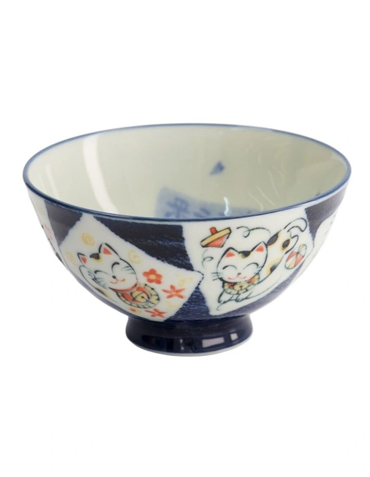 Kawaii Rice Bowl 11x6cm Cat Neko Card Blue image 1