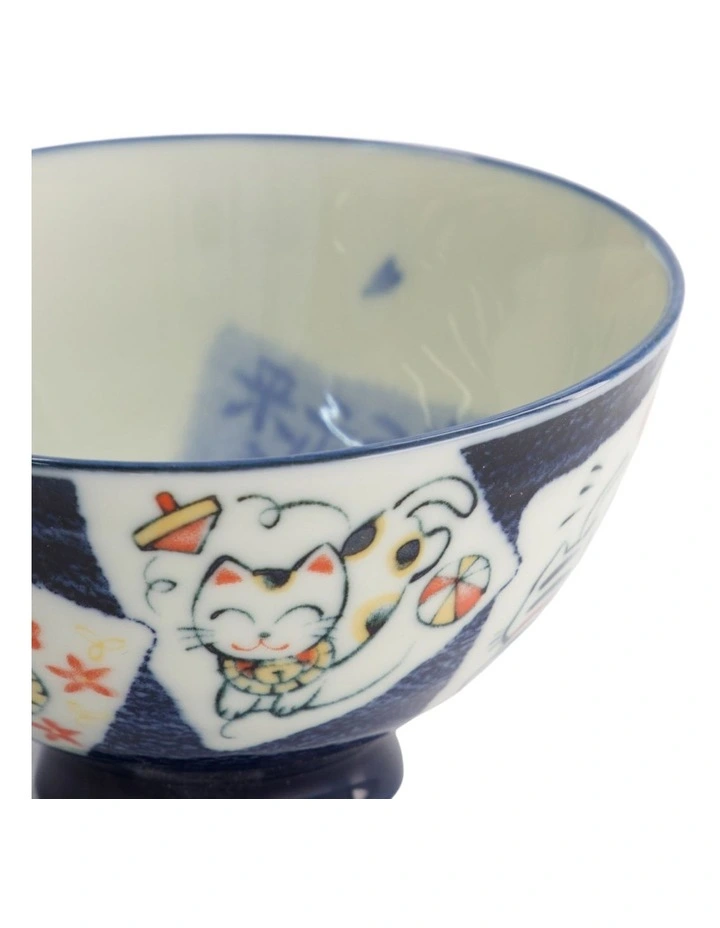 Kawaii Rice Bowl 11x6cm Cat Neko Card Blue image 2