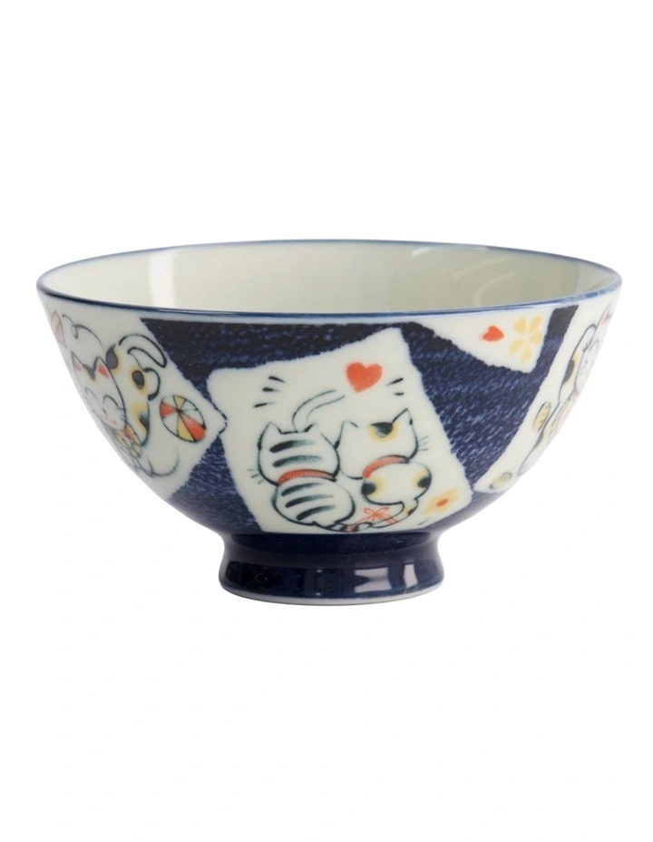 Kawaii Rice Bowl 11x6cm Cat Neko Card Blue image 3