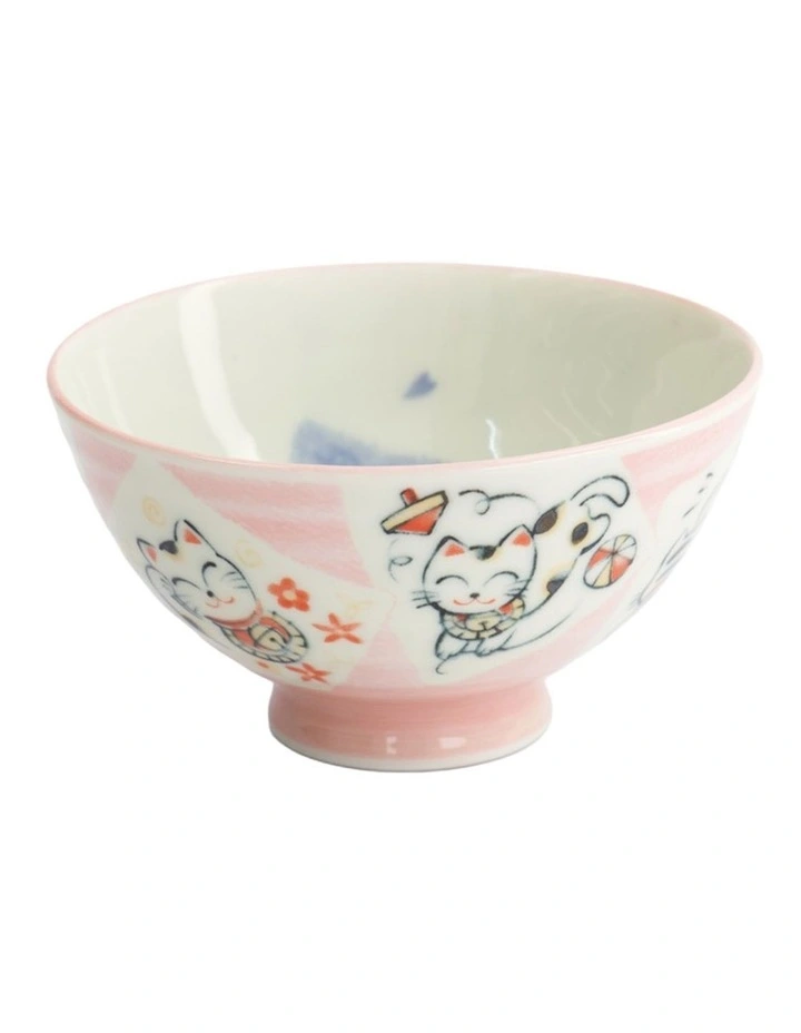 Kawaii Rice Bowl 11.5x6cm Cat Neko Card Pink image 1